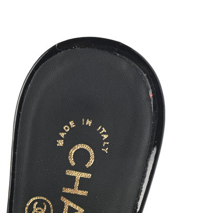 Chanel Suede Patent Calfskin Cap Toe Pearl Mule 39 Black 9 of 9