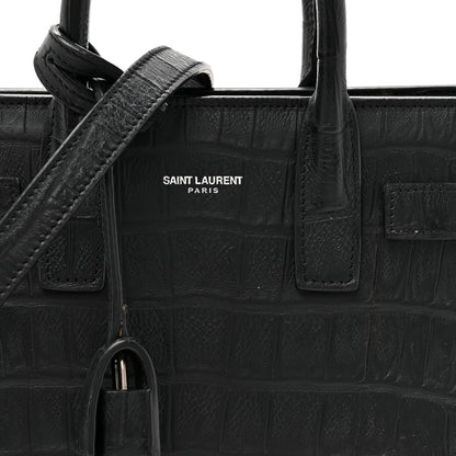 Saint Laurent Calfskin Crocodile Embossed Nano Sac De Jour Black 7 of 13