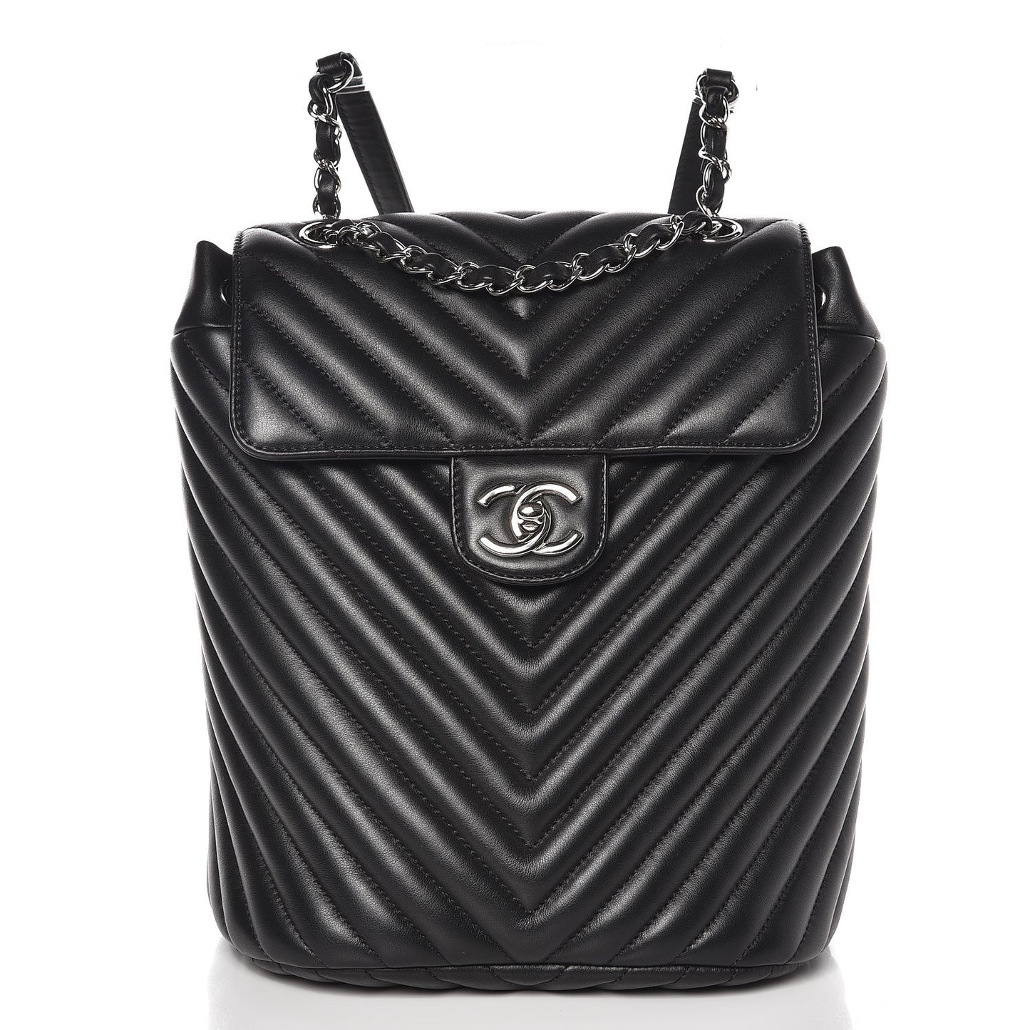 Calfskin Chevron Quilted Small Urban Spirit Backpack Black