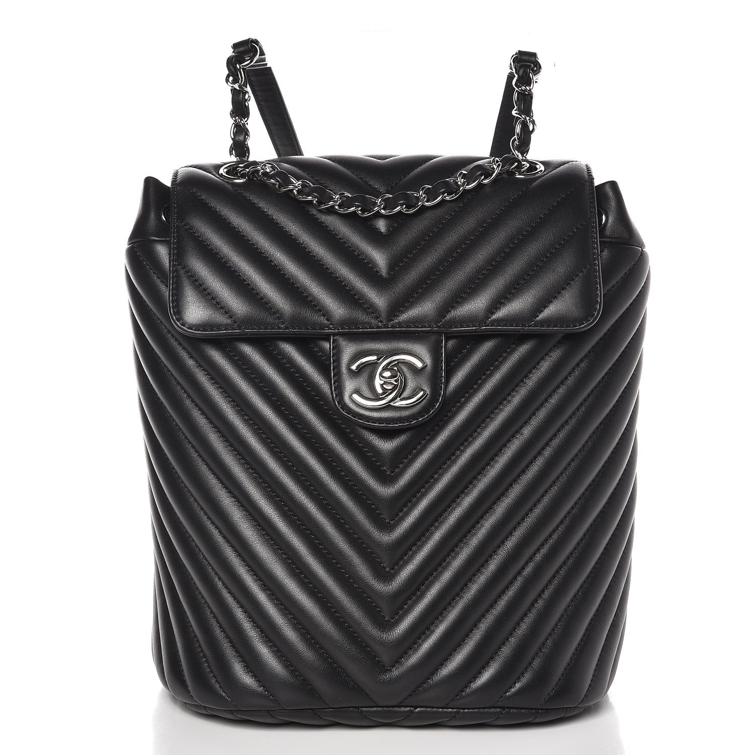 Chanel Calfskin Chevron Quilted Small Urban Spirit Backpack Black 1 of 8