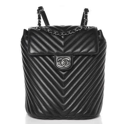 Chanel Calfskin Chevron Quilted Small Urban Spirit Backpack Black 1 of 8
