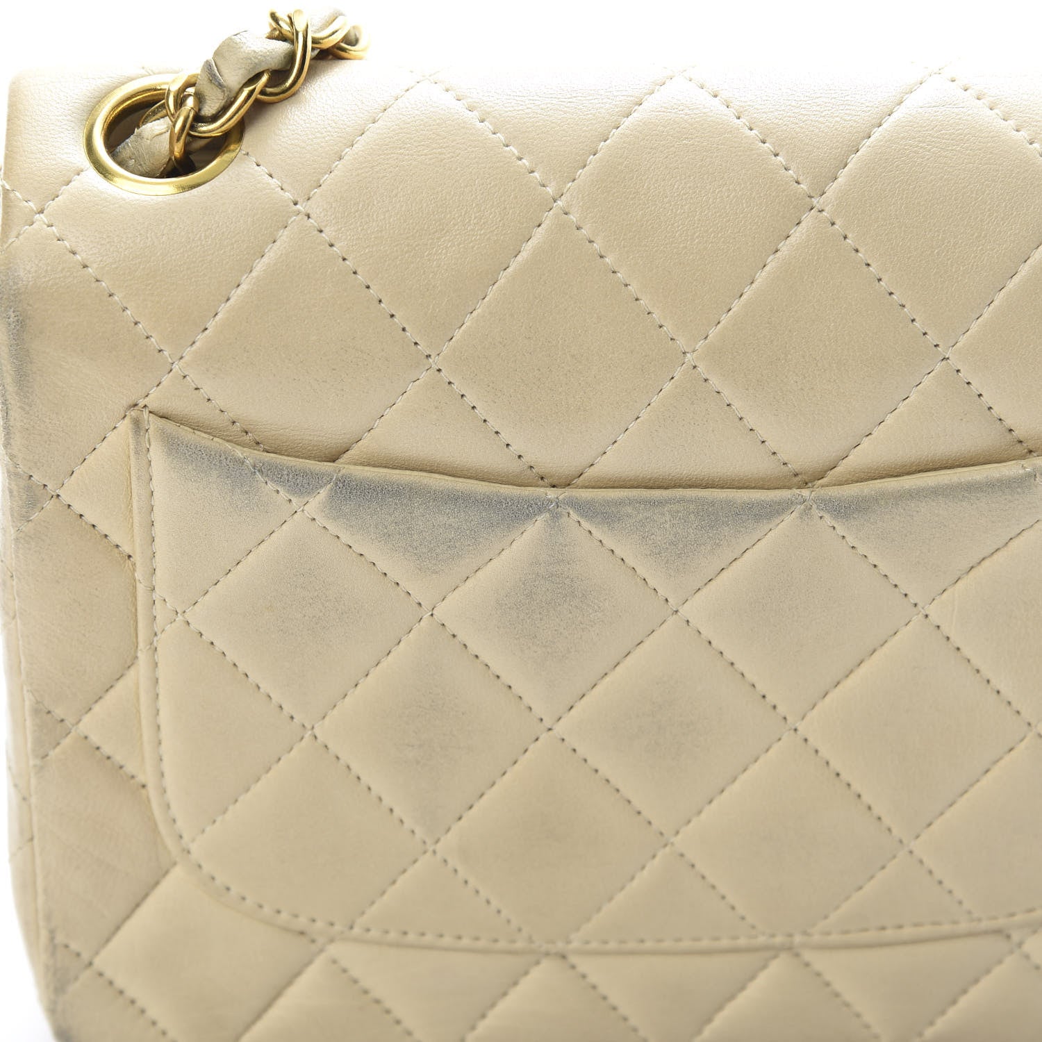 Chanel Lambskin Quilted Mini Square Flap Beige 14 of 19