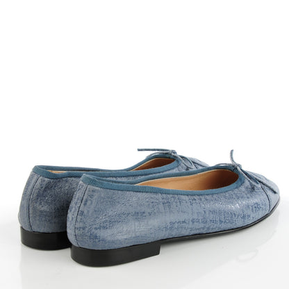 Chanel Iridescent Calfskin Cap Toe CC Ballerina Flats 36.5 Blue 4 of 8