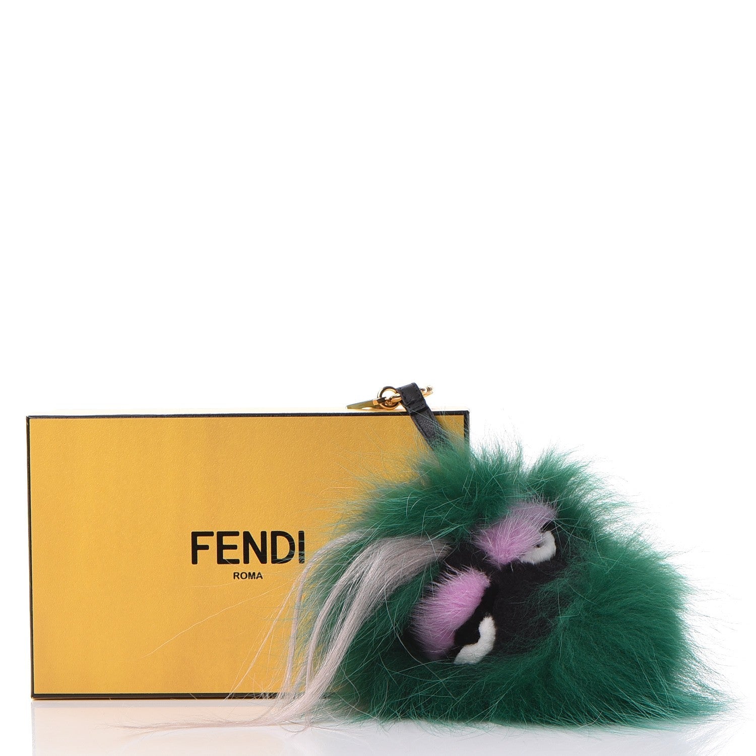 Fendi Fox Rabbit Goat Mink Fur Vitello Flamingo Minty Monster Bag Bug Charm Green Apple Multicolor 6 of 6