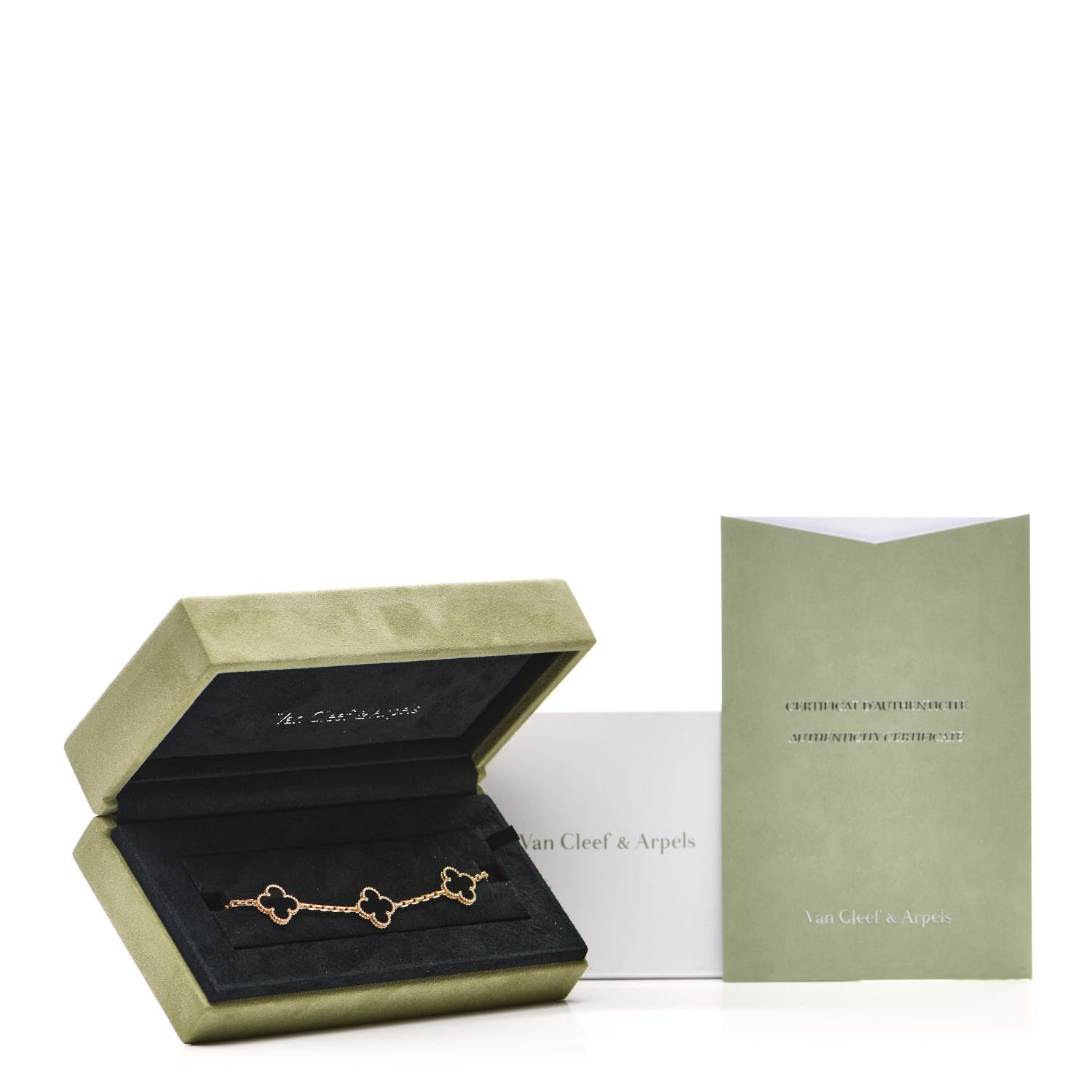 Van Cleef & Arpels 18K Yellow Gold Black Onyx 5 Motifs Vintage Alhambra Bracelet 5 of 5