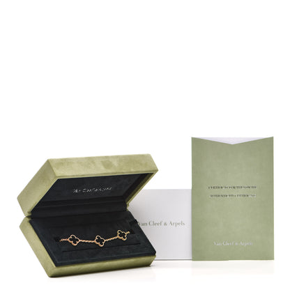 Van Cleef & Arpels 18K Yellow Gold Black Onyx 5 Motifs Vintage Alhambra Bracelet 5 of 5