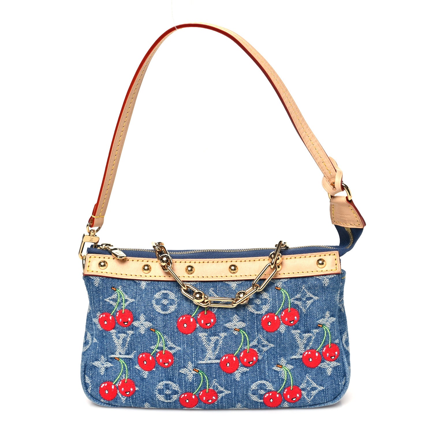 Louis Vuitton LV X TM Monogram Denim Cerises Pochette Accessories Blue 1 of 9