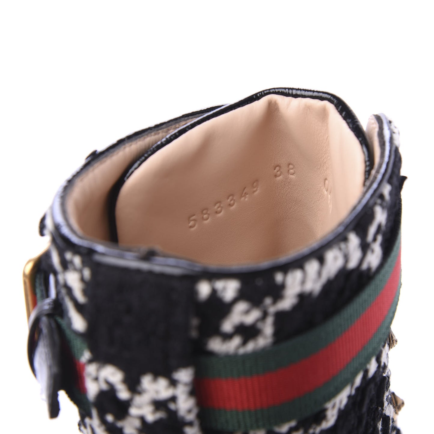 Tweed GG Monogram Lace Up Combat Ankle Boots 38 Black