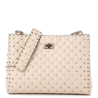 Valentino Garavani Nappa Rockstud Spike Shoulder Tote Light Ivory 1 of 8