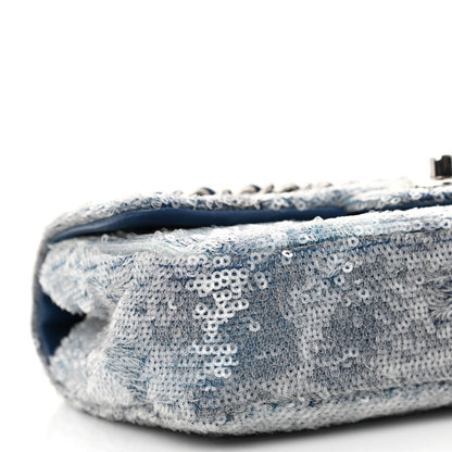 Chanel Sequin Mini Waterfall Flap Light Blue 9 of 15