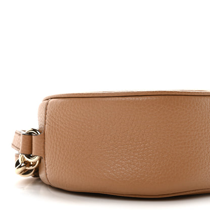 Gucci Pebbled Calfskin Oval Soho Shoulder Bag Beige Camelia 9 of 10