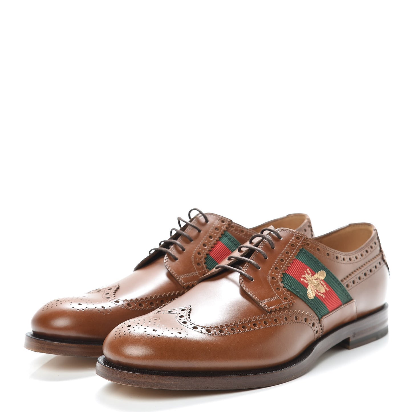 Calfskin Web Bee Embroidered Mens Lace Up Brogue Wingtip Derby Shoes 7 Cuir