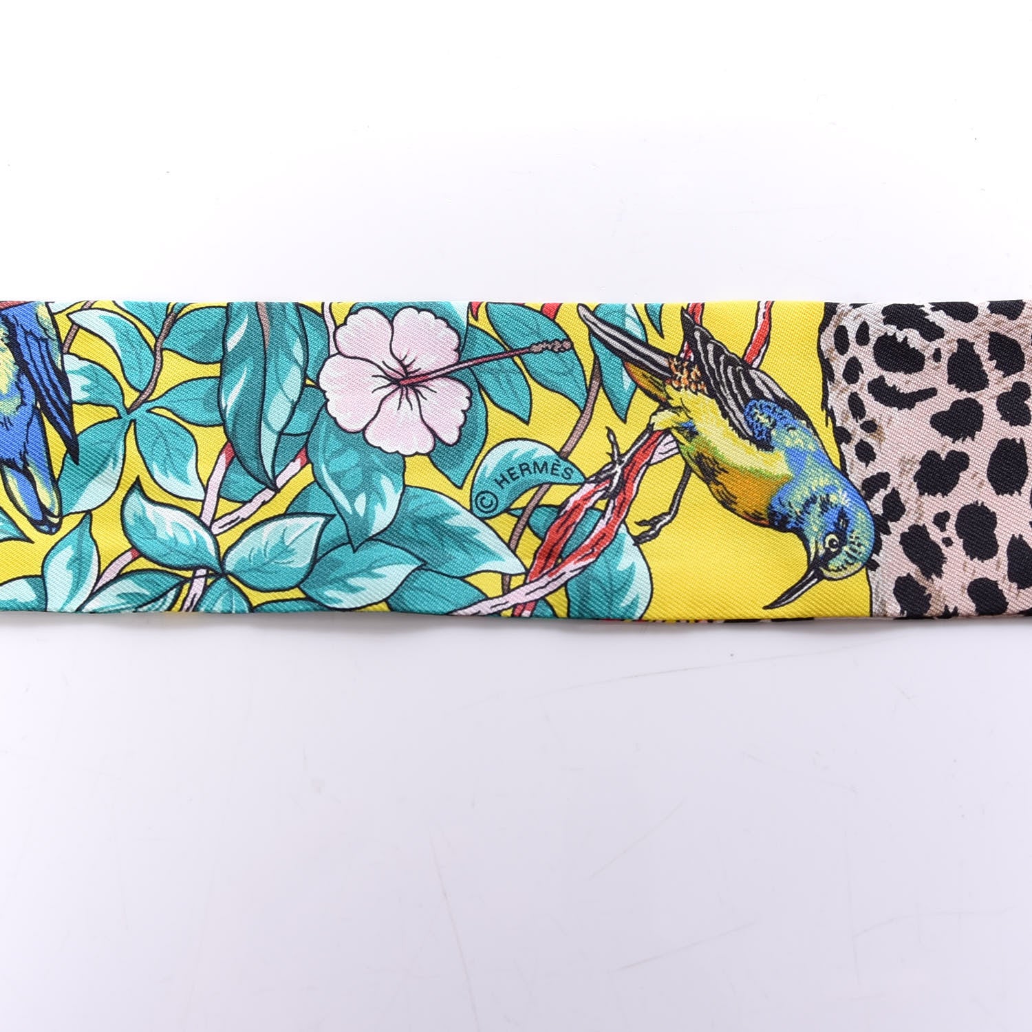 Hermes Silk Jungle Love Love Twilly Jaune Vif Canard 4 of 4