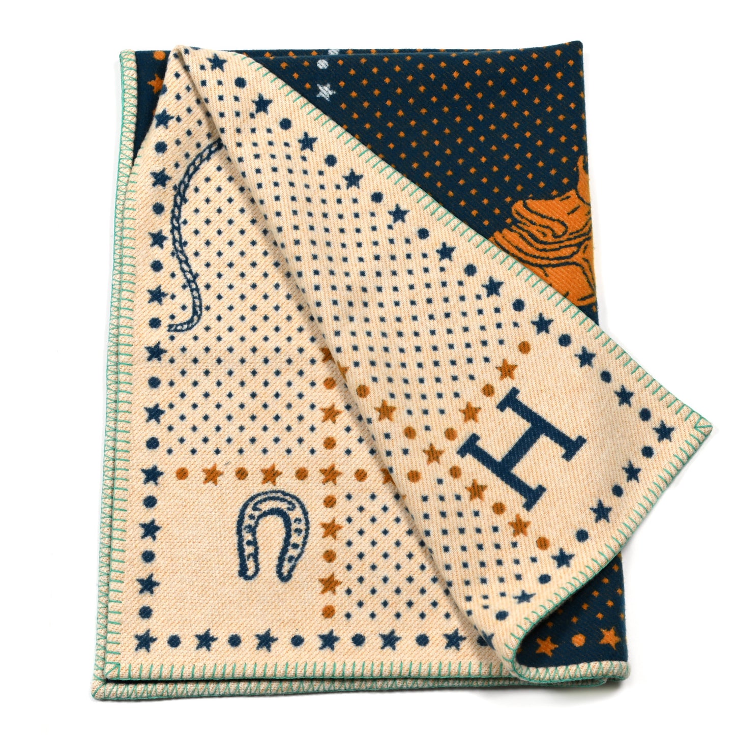 Wool Cashmere Western And Company Blanket Indigo