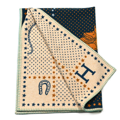 Hermes Wool Cashmere Western And Company Blanket Indigo 2 of 3