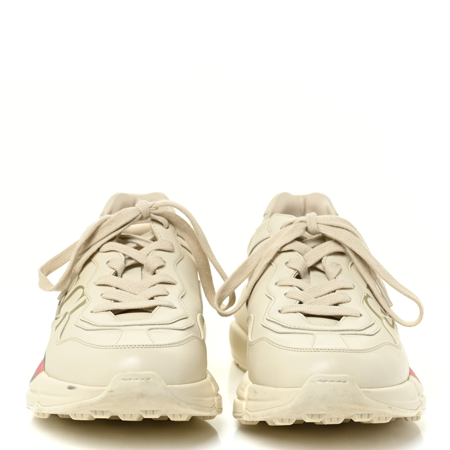 Gucci Calfskin Logo Womens Rhyton Sneakers 40 Ivory 2 of 20
