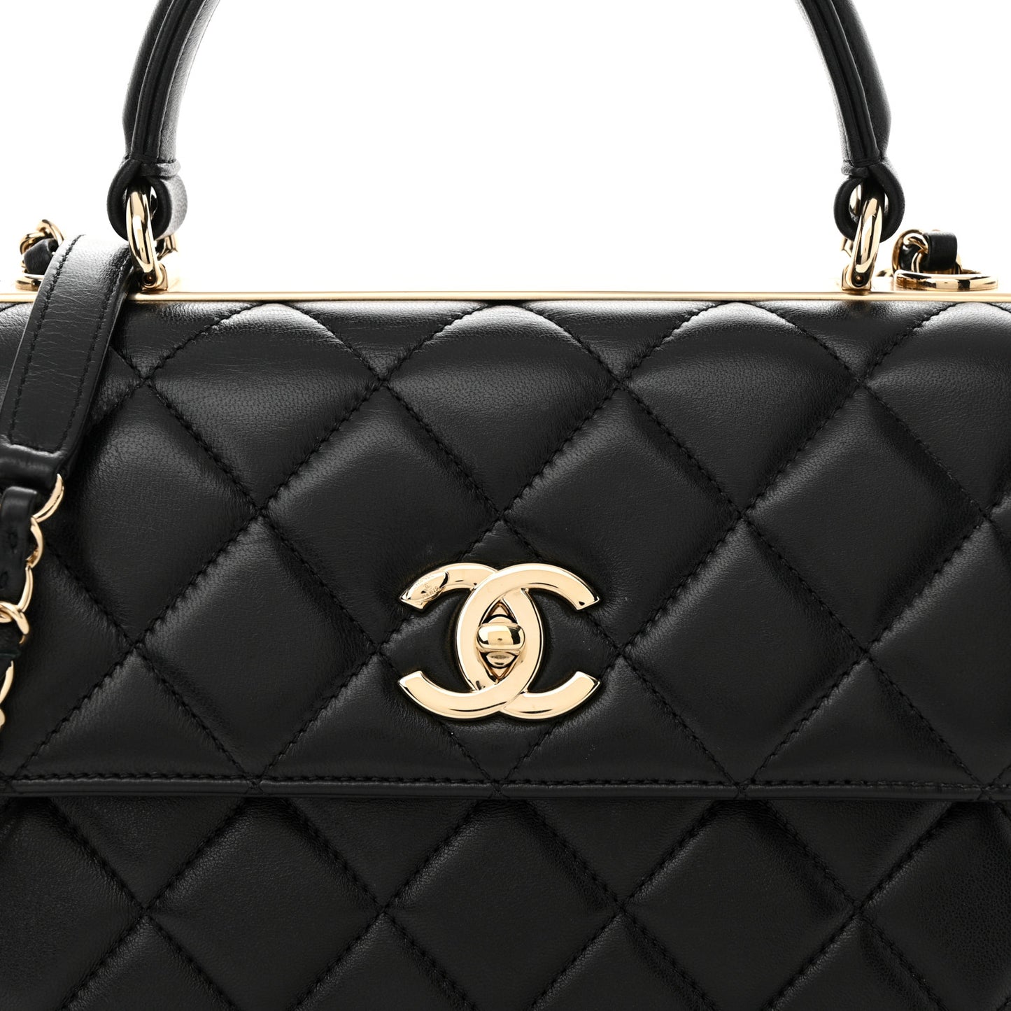 Lambskin Quilted Small Trendy CC Dual Handle Flap Bag Black