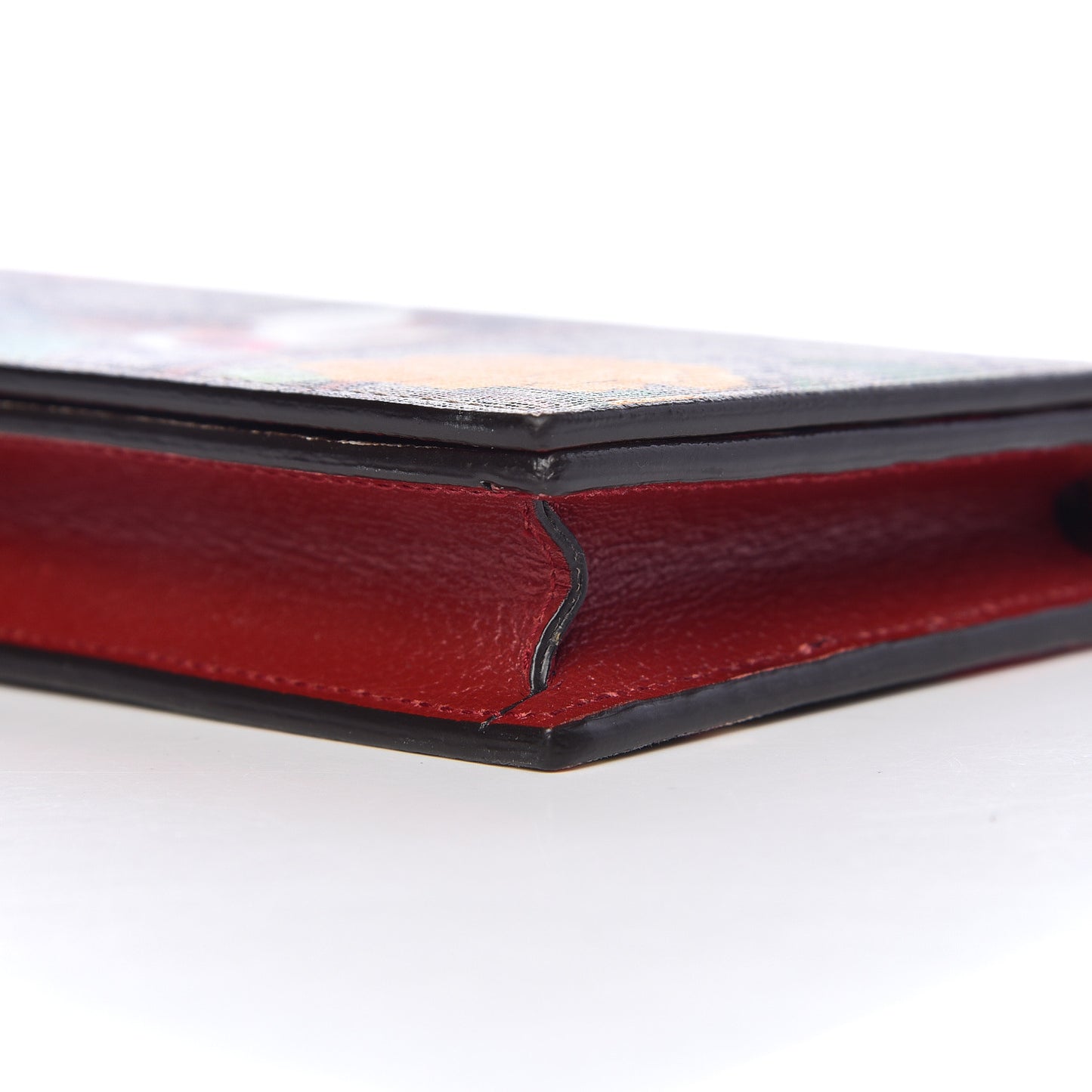 GG Supreme Monogram Tian Chain Wallet Beige Multicolor Red