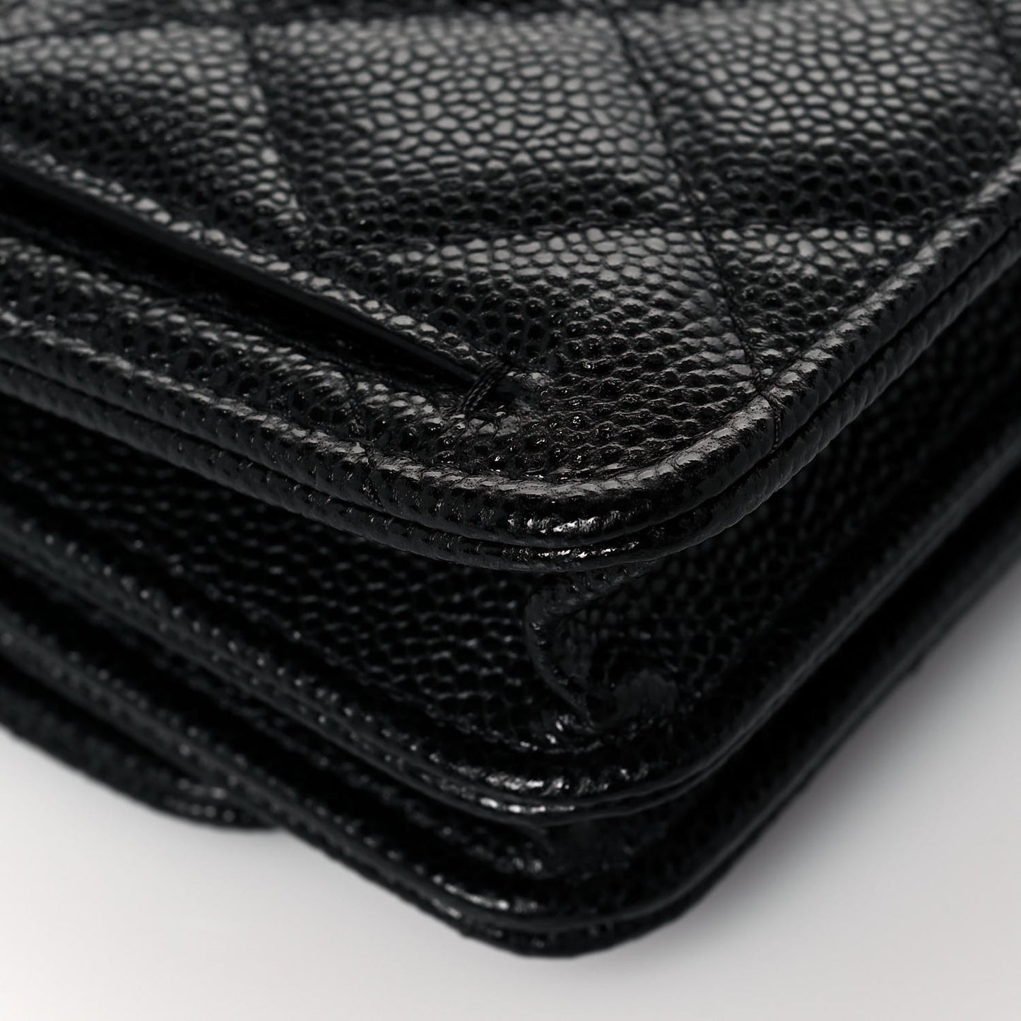 Caviar Quilted Mini Wallet On Chain WOC Black