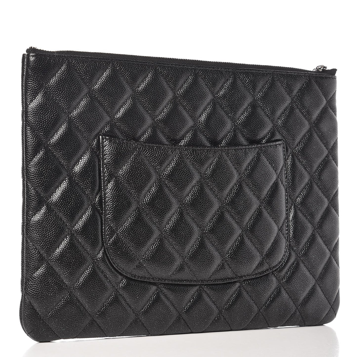 Iridescent Caviar Quilted Medium Cosmetic Case Black