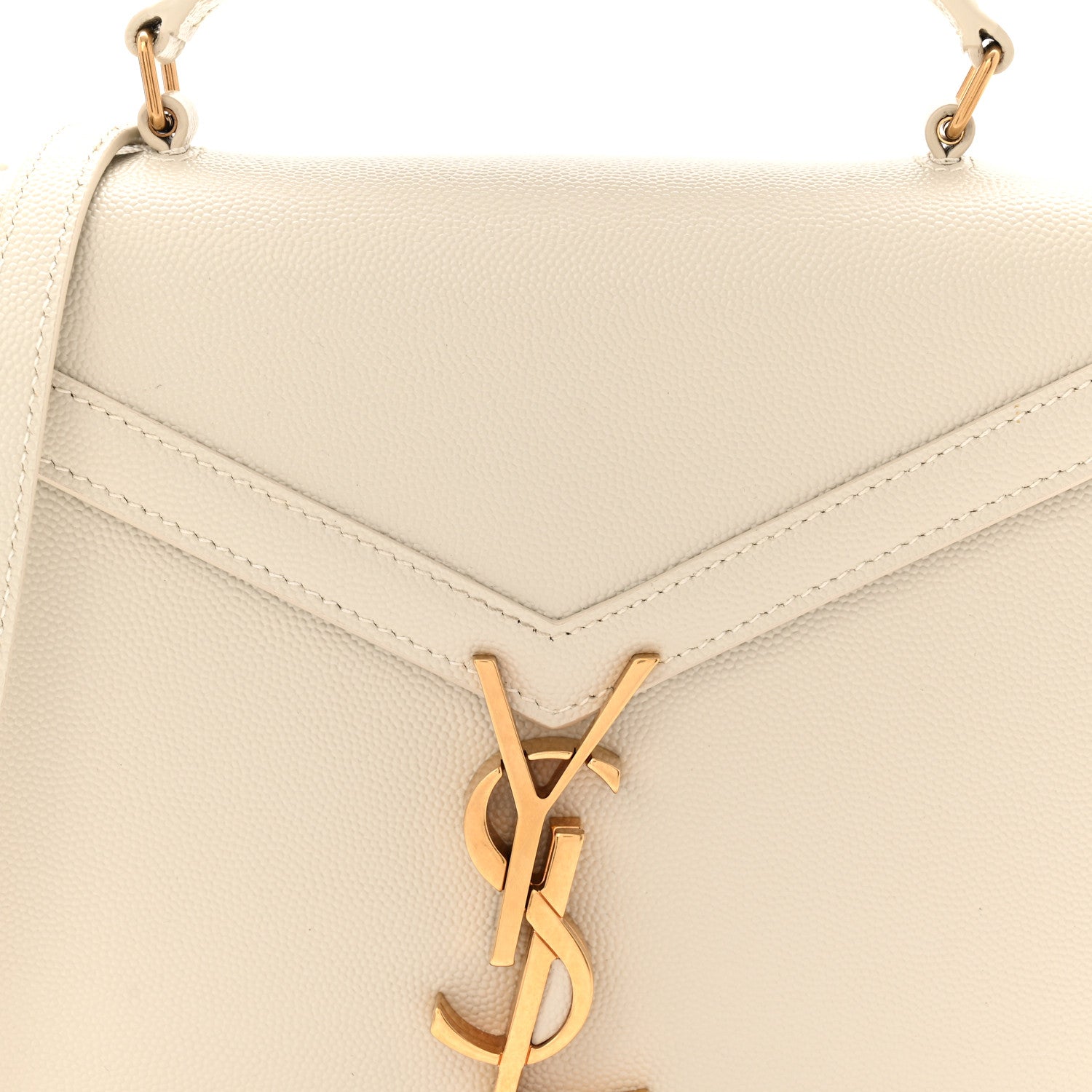 Saint Laurent Grain de Poudre Mini Classic Monogram Cassandra Top Handle Vintage White 8 of 10