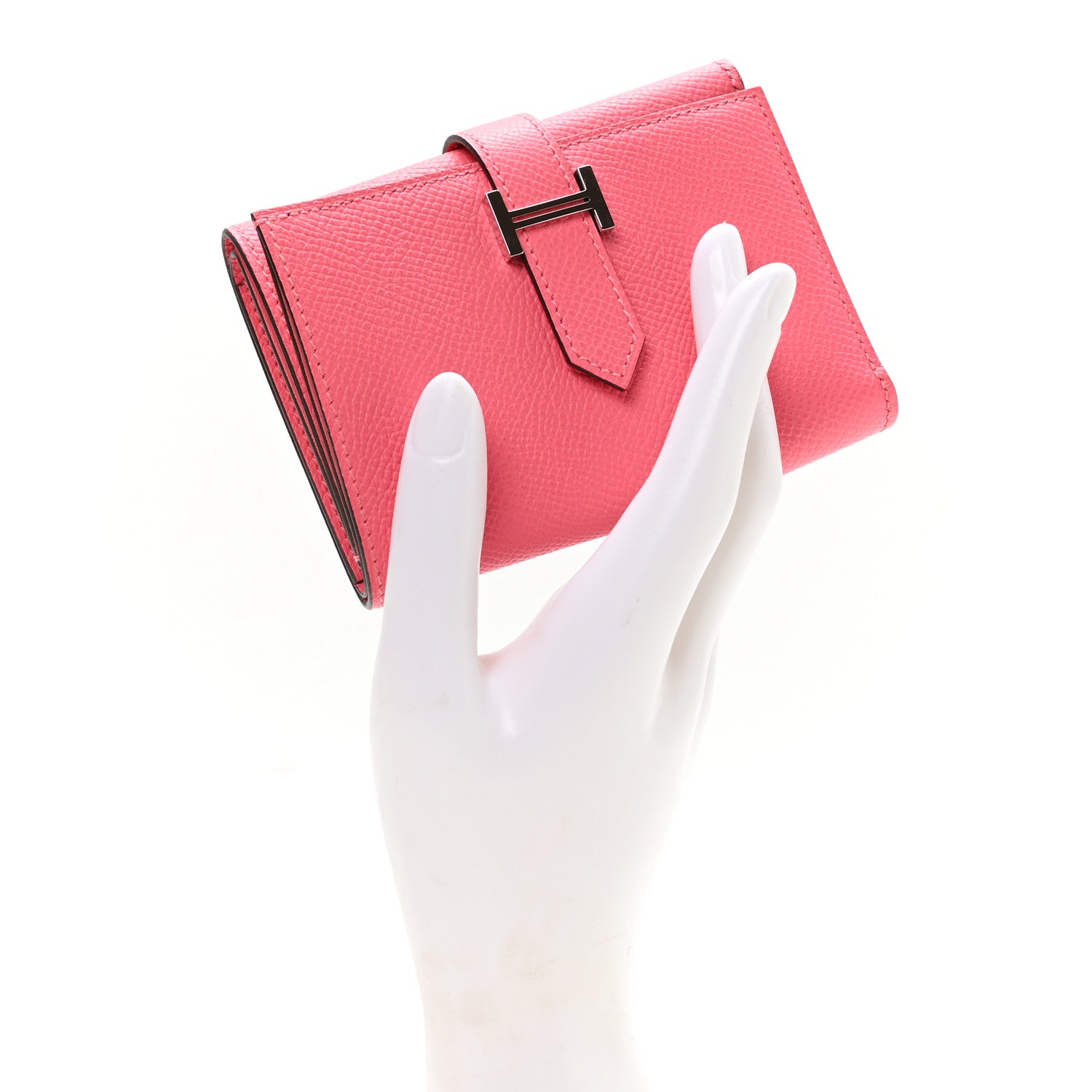 Hermes Epsom Tri-Fold Compact Bearn Wallet Rose Lipstick 2 of 7