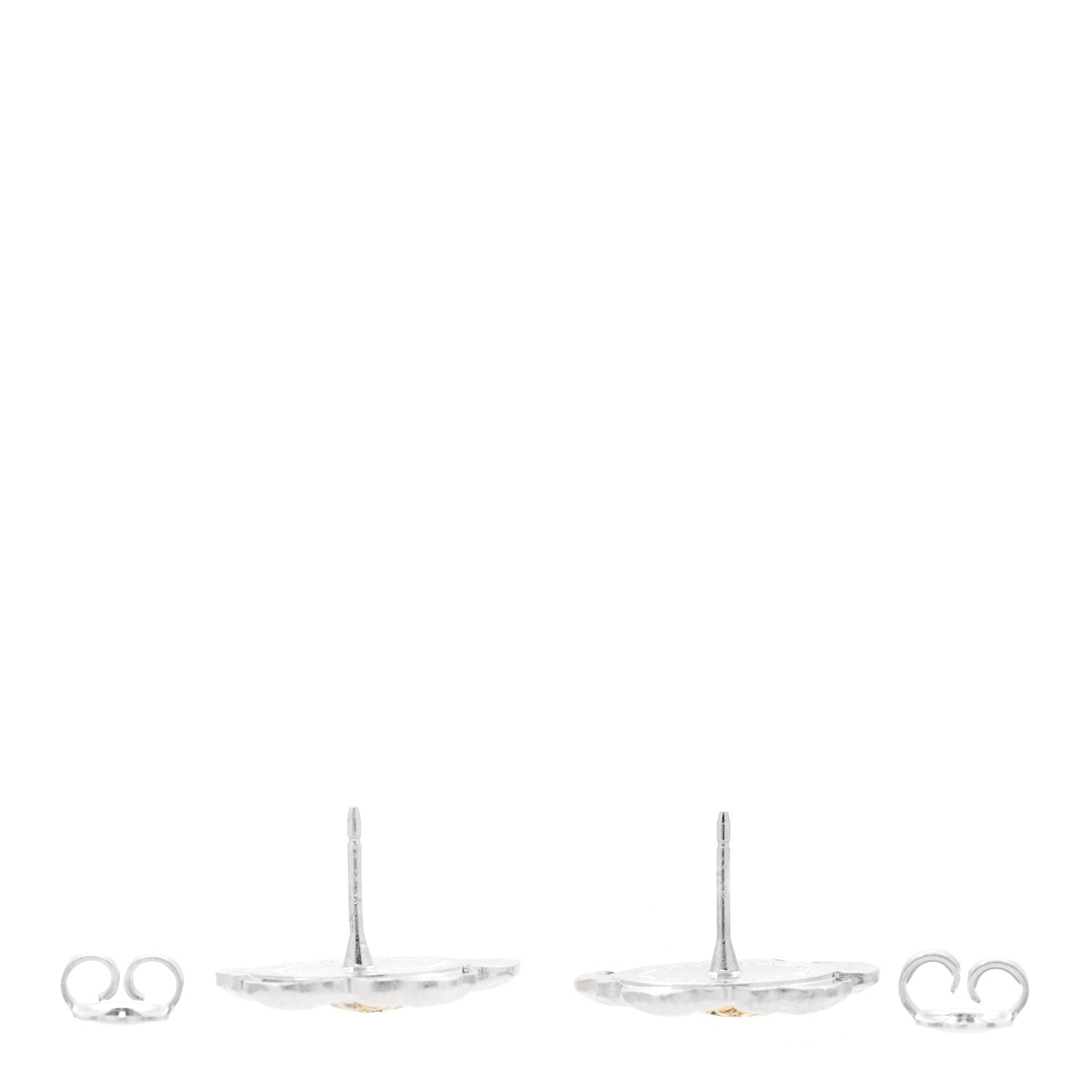 Buccellati Sterling Silver Vermeil Diamond Small Blossoms Gardenia Button Earrings 3 of 5