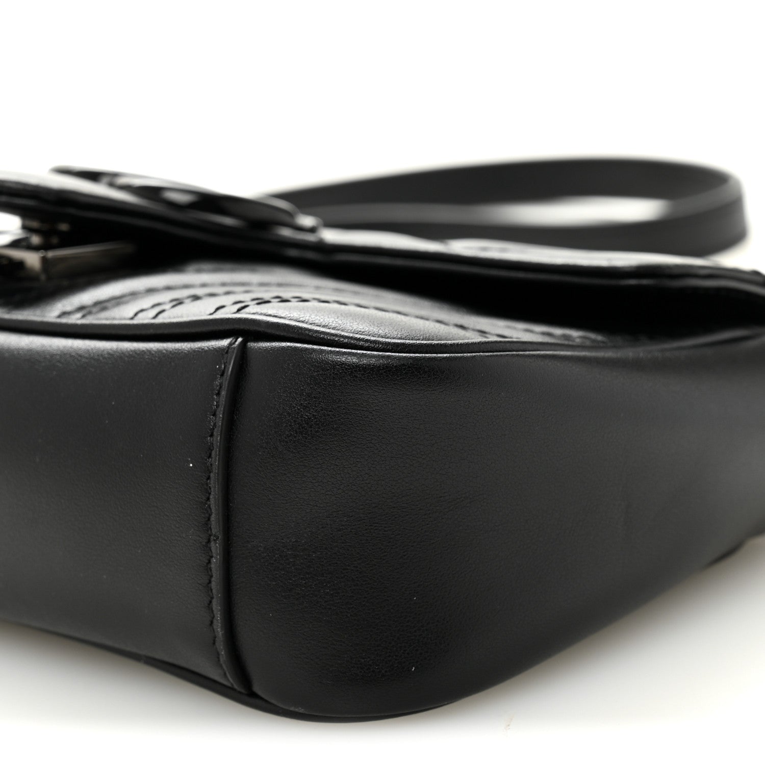 Gucci Calfskin Matelasse Monochrome Mini GG Marmont Shoulder Bag Black 10 of 10