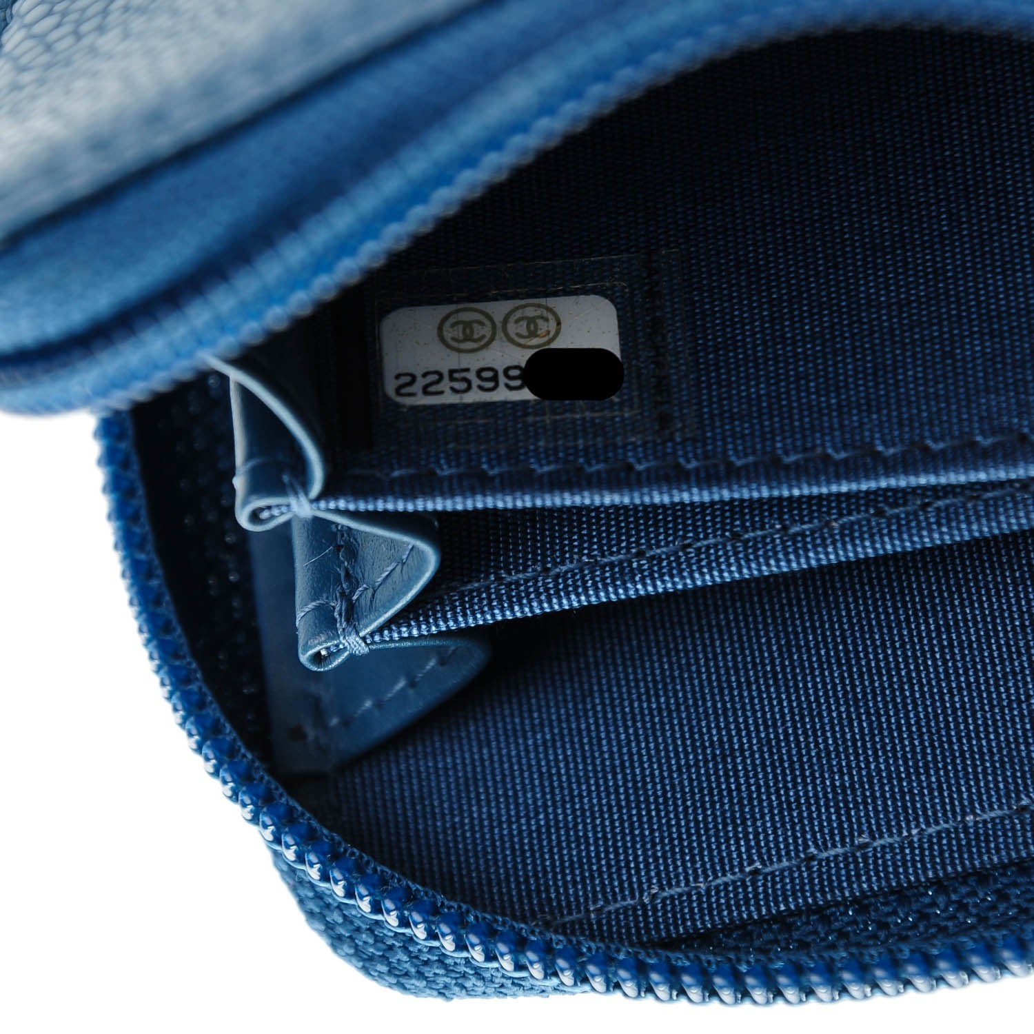Chanel Caviar Timeless CC Zip Around Coin Purse Blue 7 of 7