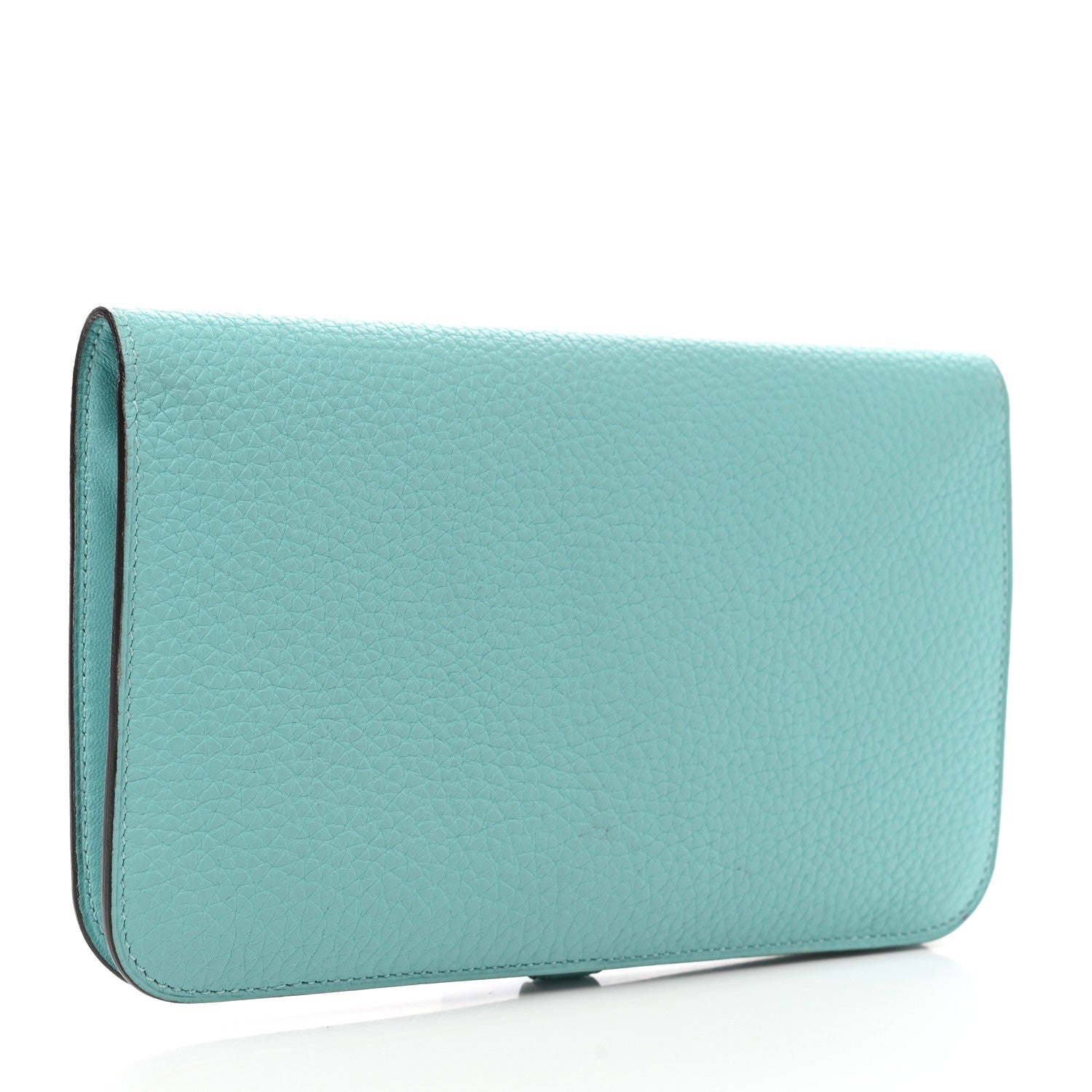Hermes Taurillon Clemence Dogon Duo Wallet Blue Atoll 4 of 9
