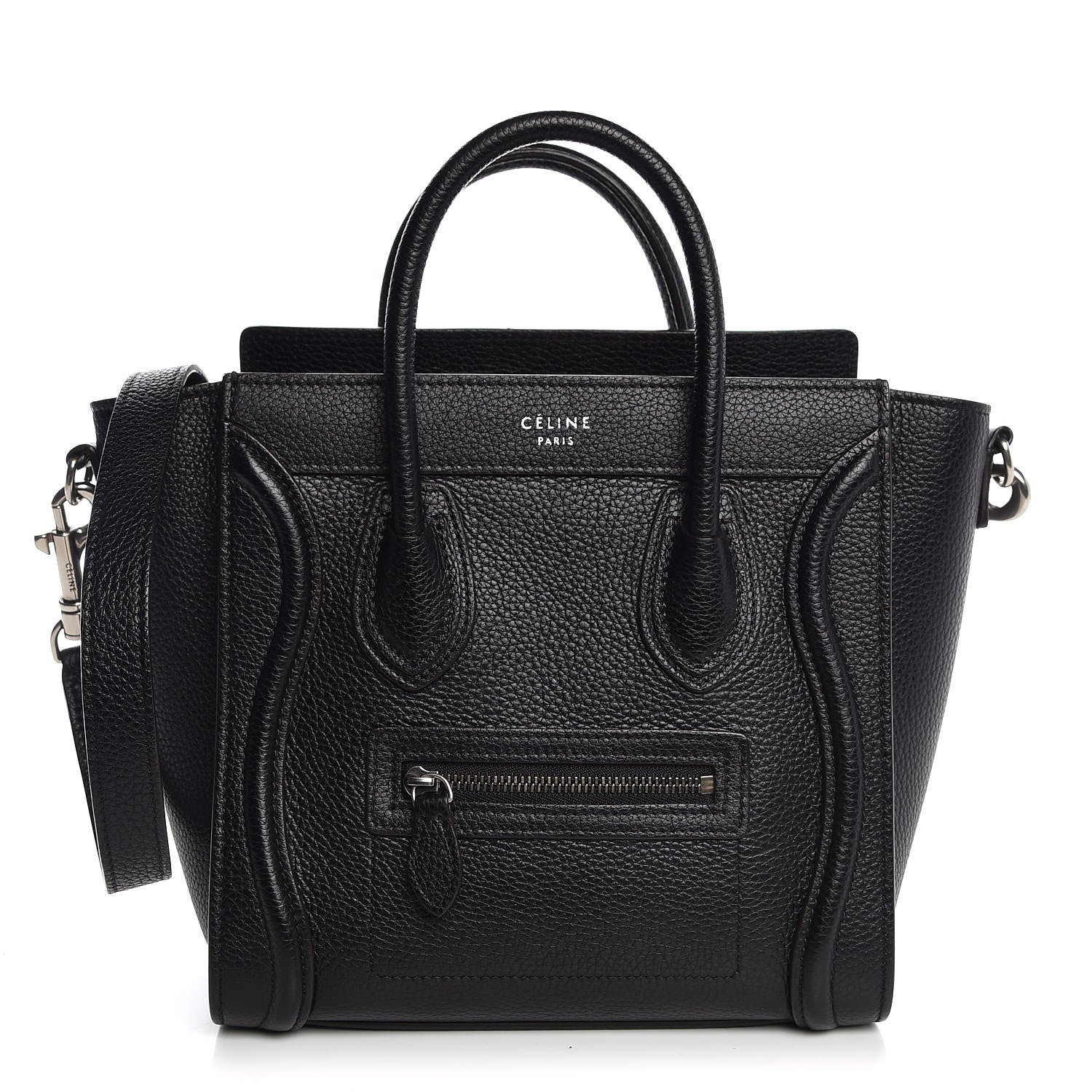 Celine Drummed Calfskin Nano Luggage Black 1 of 8