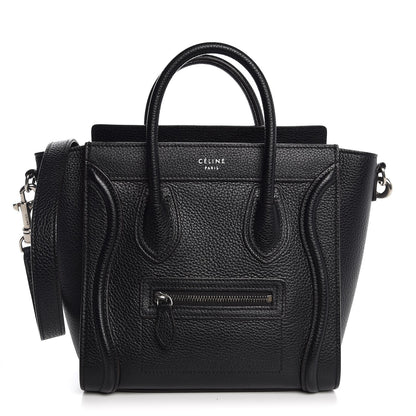 Celine Drummed Calfskin Nano Luggage Black 1 of 8
