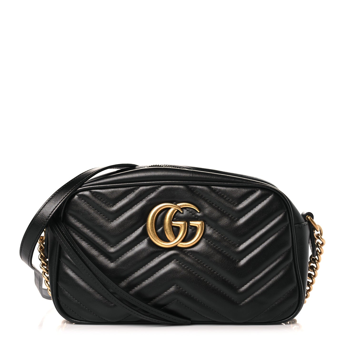 Calfskin Matelasse Small GG Marmont Chain Shoulder Bag Black