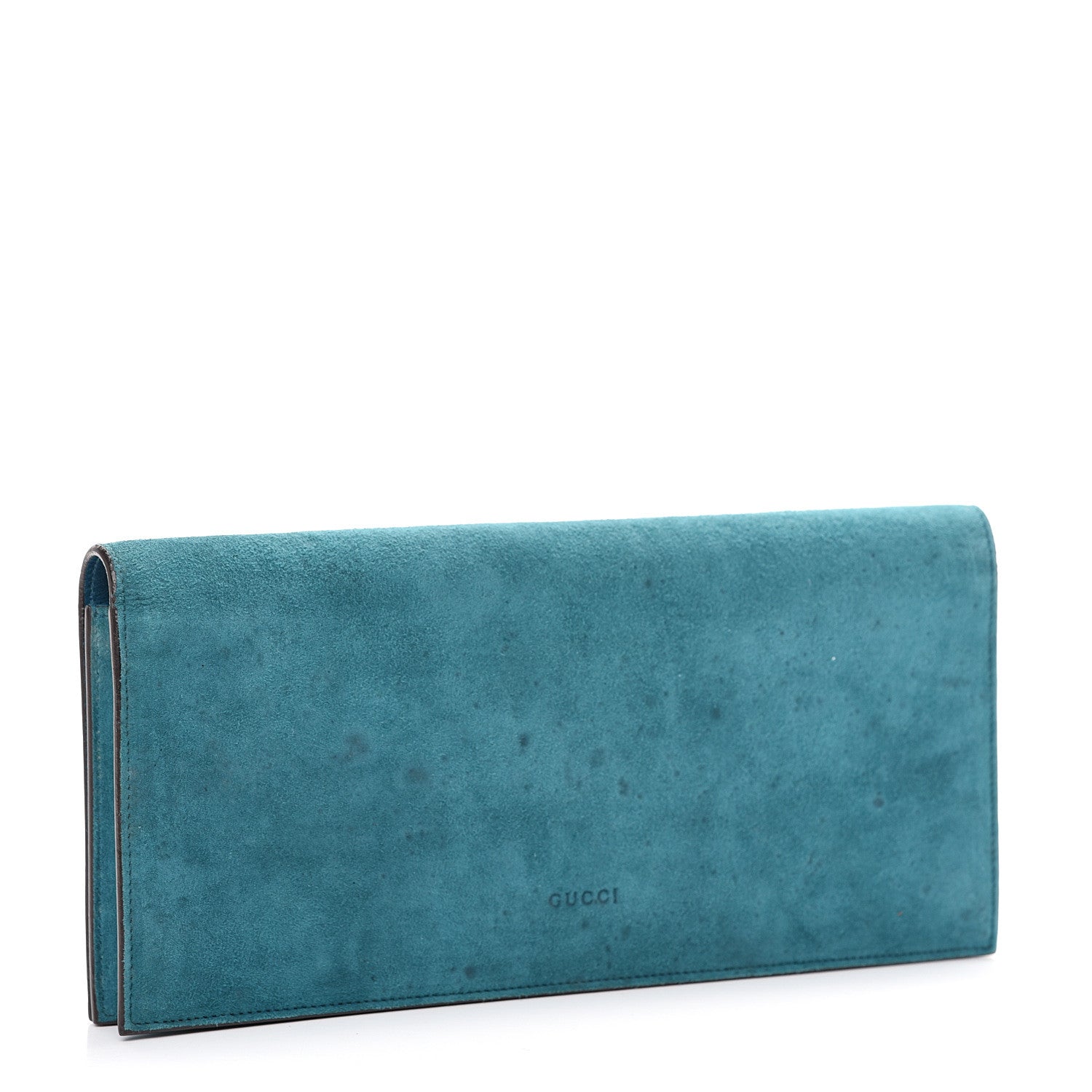 Gucci Suede Crystal Broadway Clutch Teal Green 2 of 14