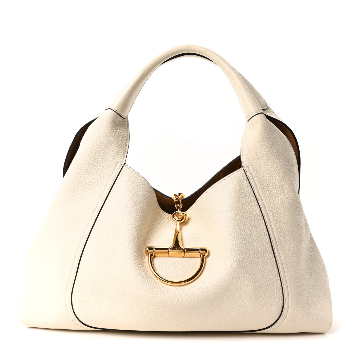 Gucci Grained Calfskin Softbit Maxi Shoulder Bag Dusty White 1 of 11