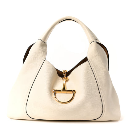 Gucci Grained Calfskin Softbit Maxi Shoulder Bag Dusty White 1 of 11