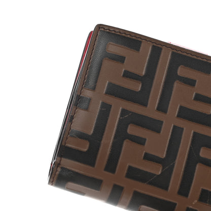 Fendi Vitello Cruise F is Fendi Bi-Color FF 1974 Embossed Compact Wallet Maya Black Fragola 18 of 19