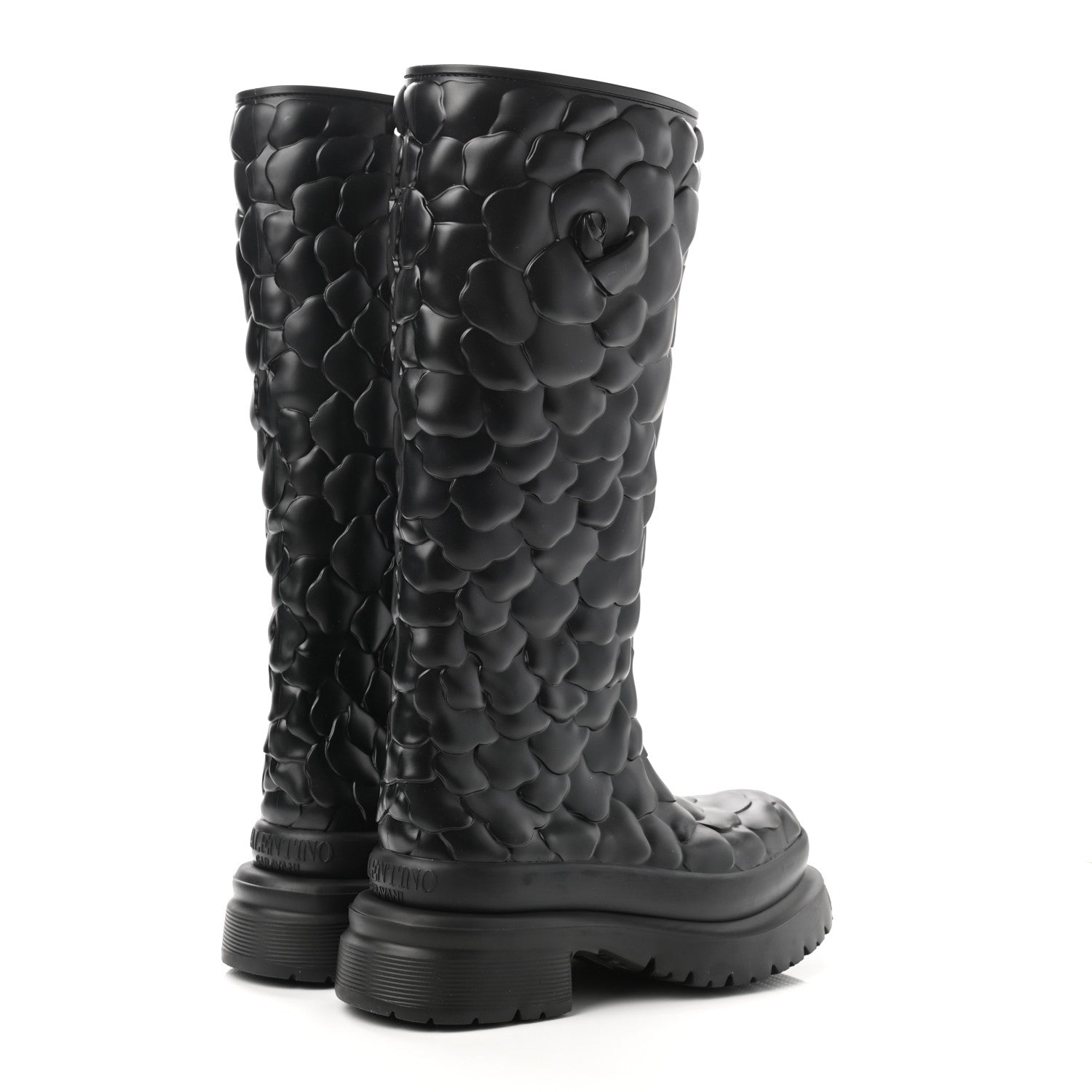 Valentino Garavani Rubber Atelier 03 Rose Edition 30/50mm Tall Rainboots 39 Black 4 of 8