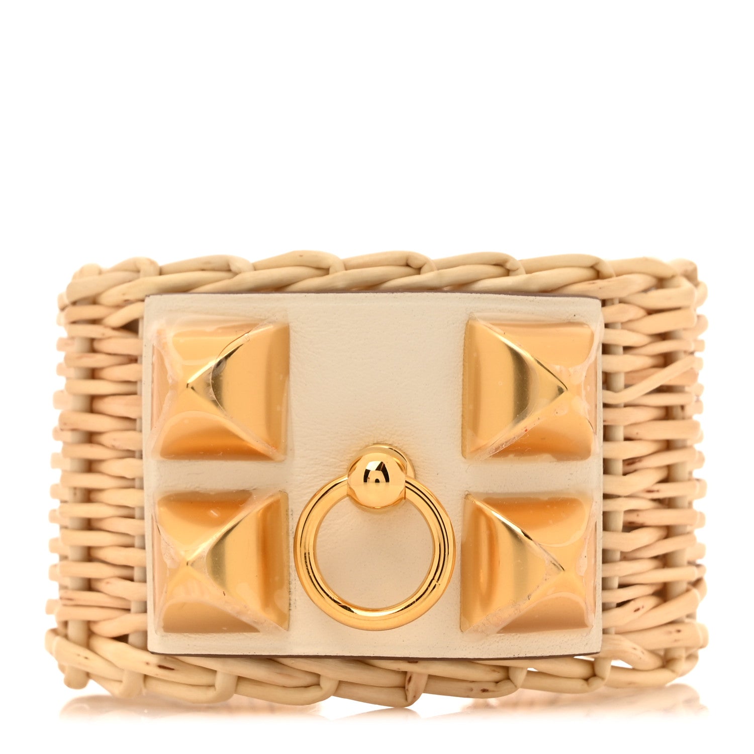 Hermes Wicker Swift Medor Picnic Cuff Bracelet Nata 1 of 7