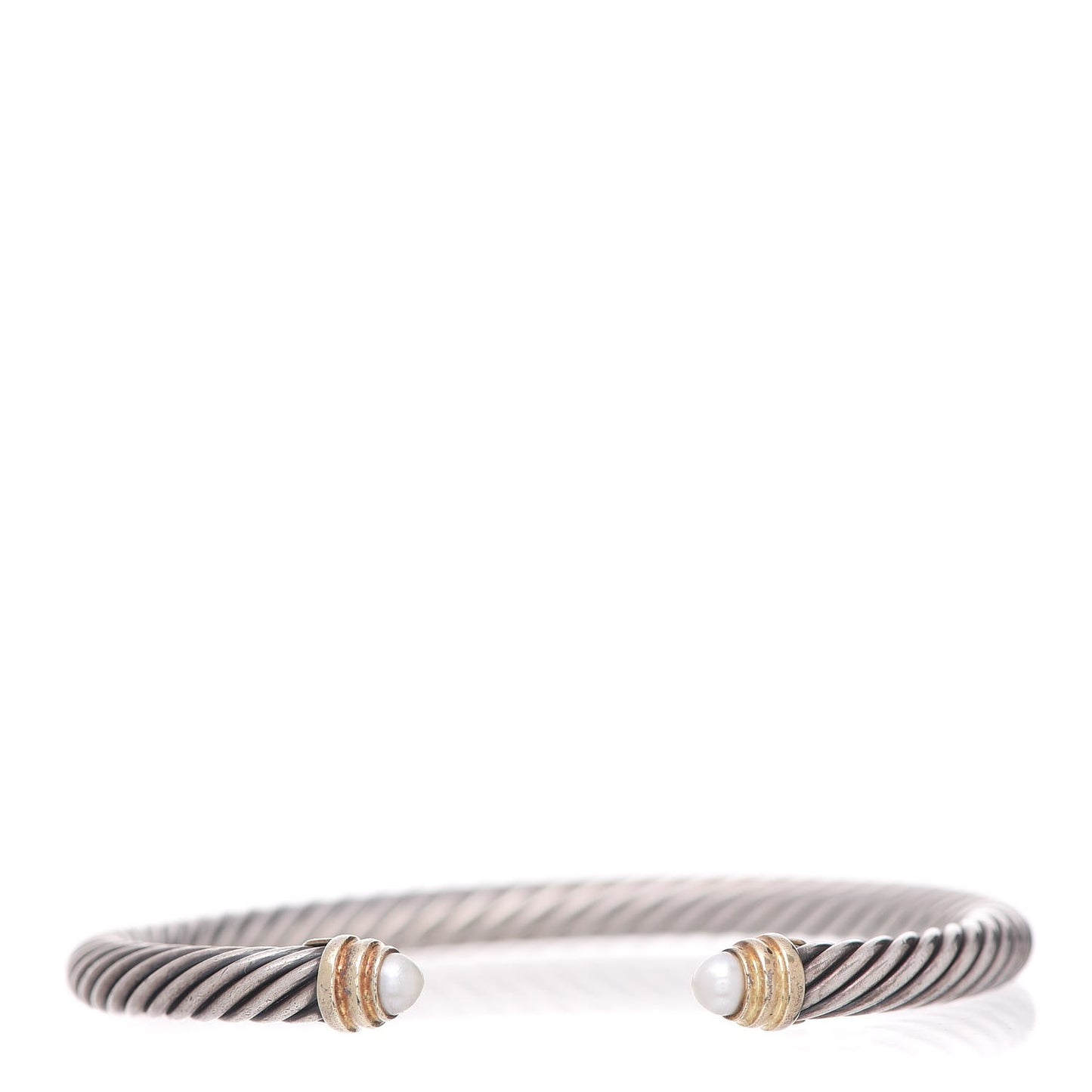 Sterling Silver 14K Yellow Gold Pearl 5mm Cable Classics Petite Color Bracelet