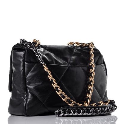 Chanel Shiny Goatskin Quilted Large Chanel 19 Flap Black 4 of 10