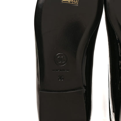 Chanel Patent CC Cap Toe Ballerina Flats 36 Black Kaki Clair 6 of 9