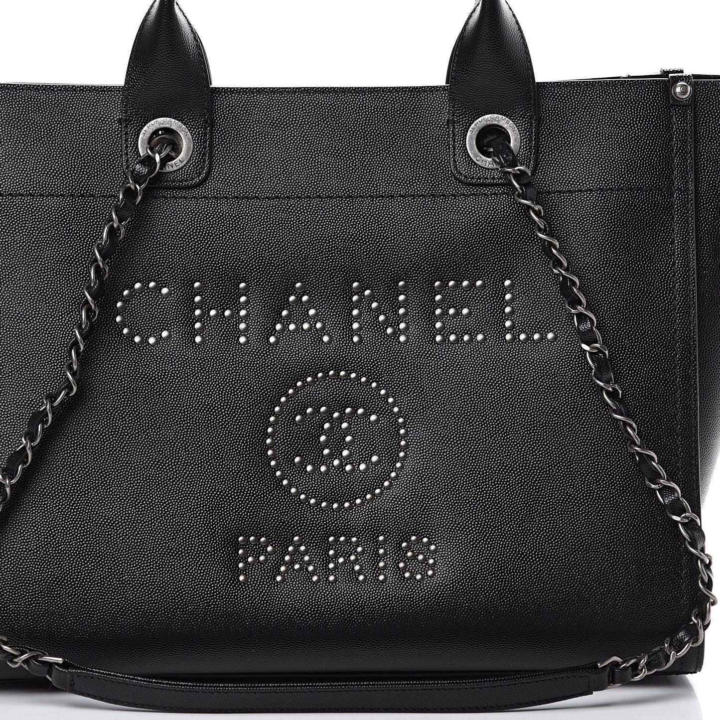 Caviar Small Studded Deauville Tote Black