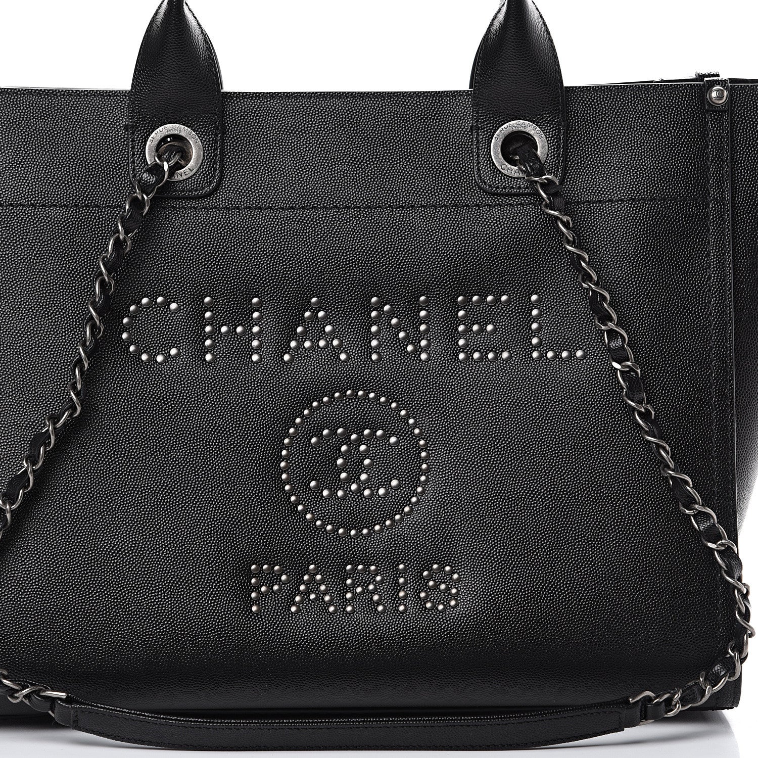 Chanel Caviar Small Studded Deauville Tote Black 7 of 9