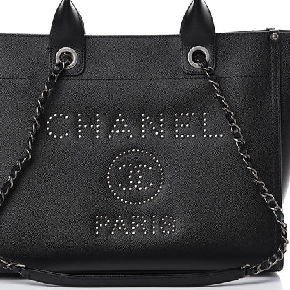 Chanel Caviar Small Studded Deauville Tote Black 7 of 9
