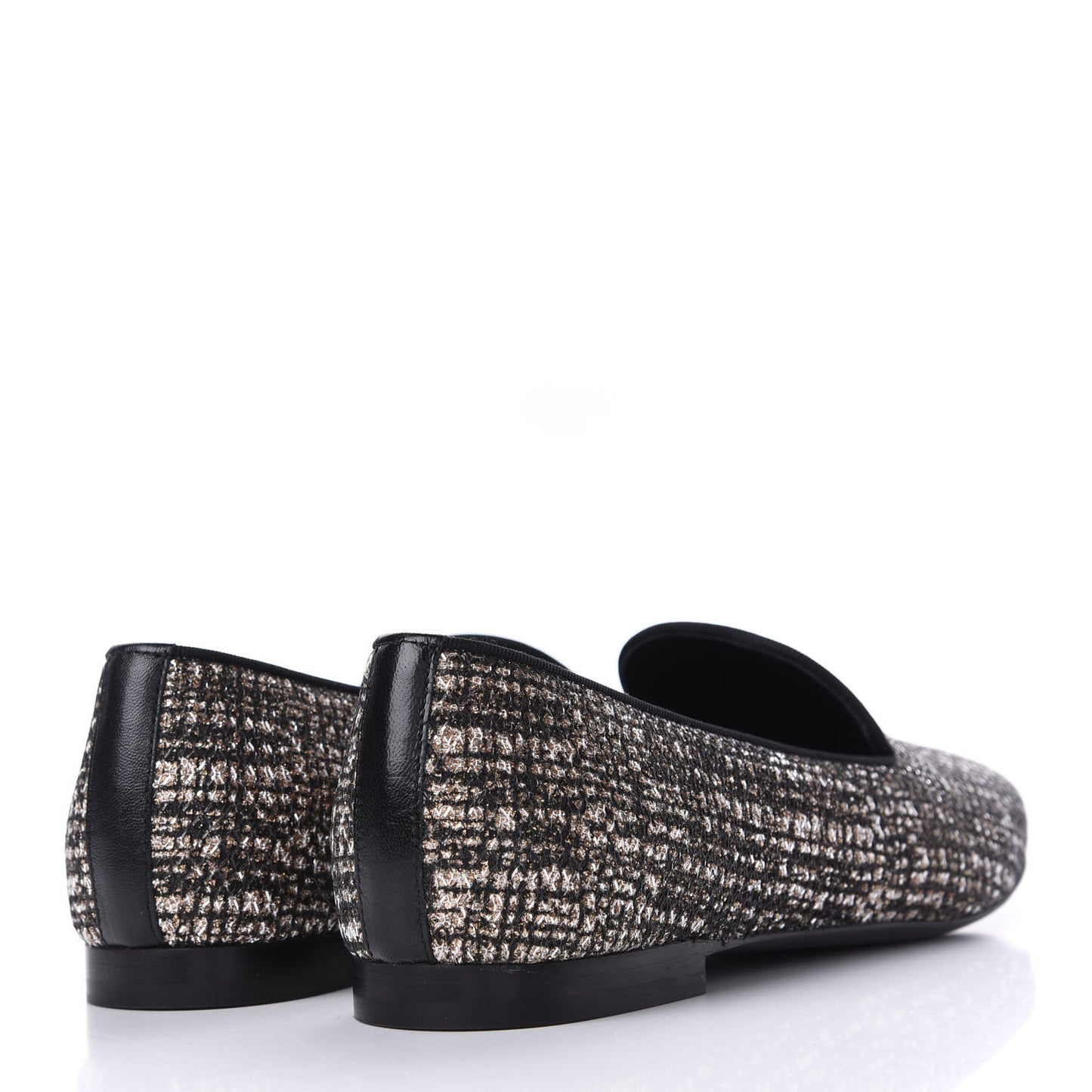 Fantasy Fabric Grosgrain CC Mocassin Loafers 37 Pink Black