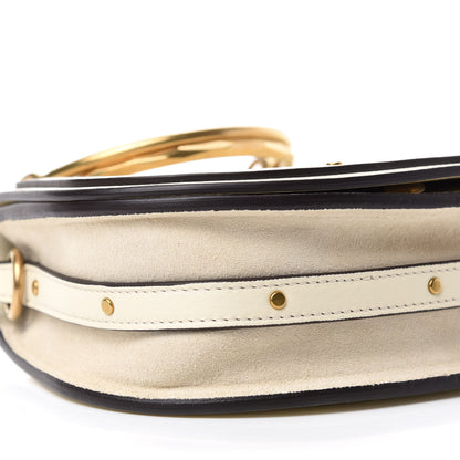 Chloe Calfskin Suede Small Nile Bracelet Bag Off White 6 of 9