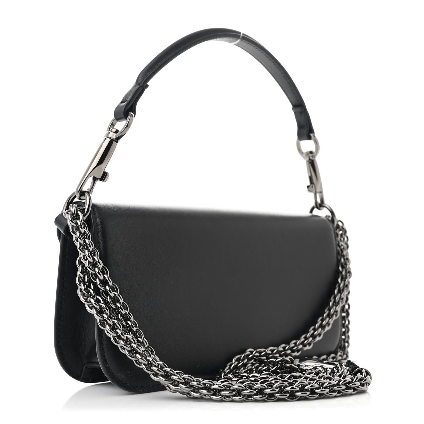 Calfskin Crystal Vlogo Small Loco Shoulder Bag Black