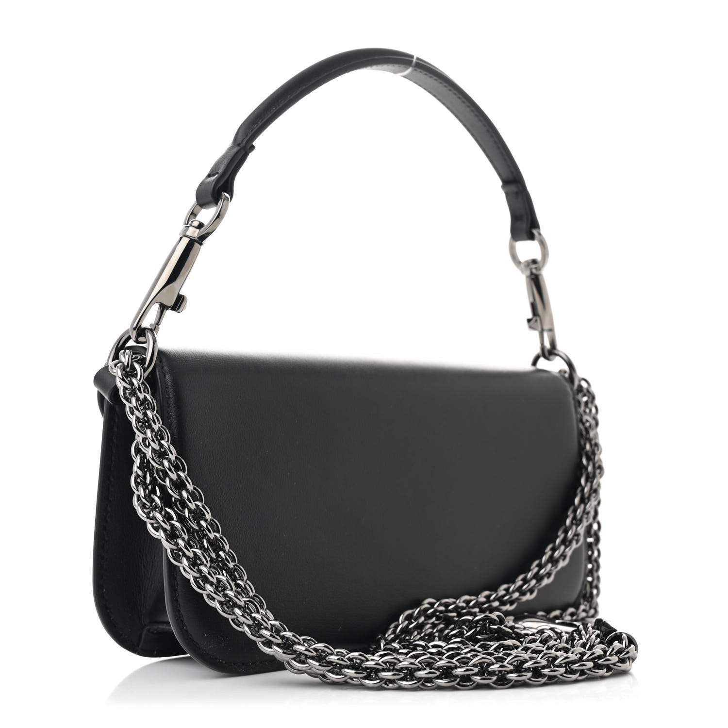 Valentino Garavani Calfskin Crystal Vlogo Small Loco Shoulder Bag Black 3 of 12