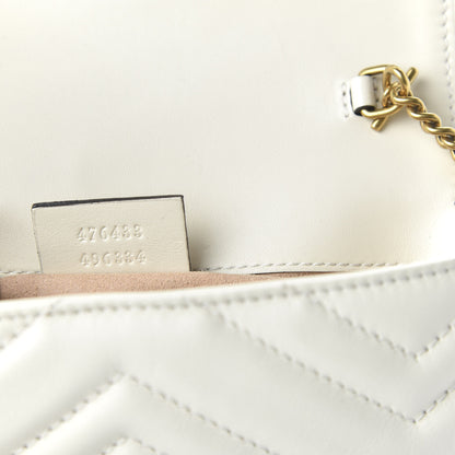 Gucci Calfskin Matelasse Super Mini GG Marmont Shoulder Bag White 9 of 11